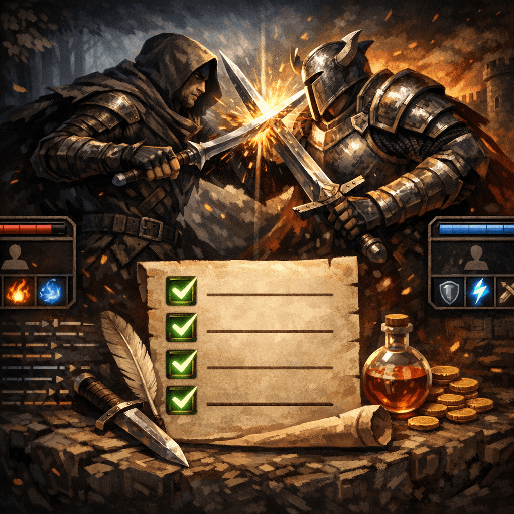 PvP (Player vs Player) checklist for MUDs hero illustration